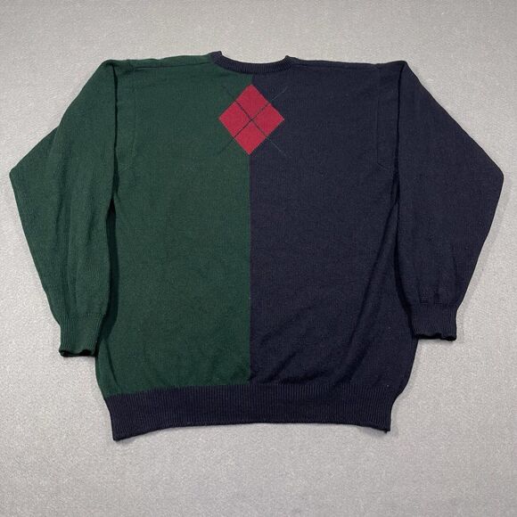 VTG Ping Sweater Mens Large Blue Green Argyle Merino Wool Cashmere Scotland Knit - Picture 6 of 10